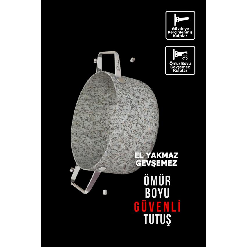 Stone-Age 18 cm Çizilmez Yanmaz Yapışmaz İndüksiyonlu Derin Tencere