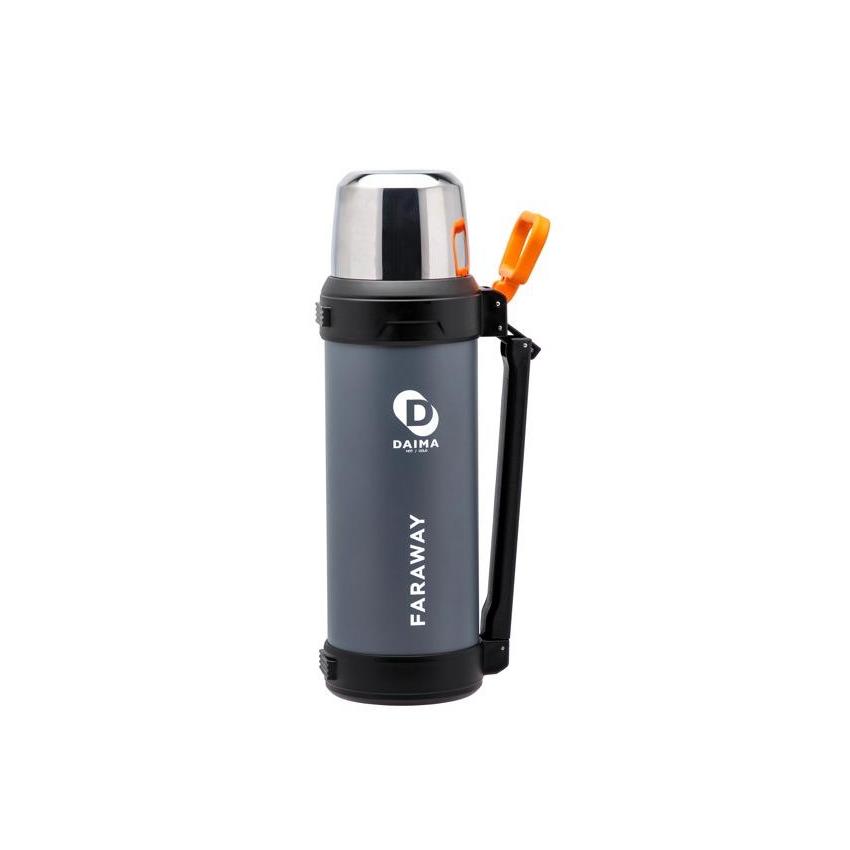Daima Faraway 2500 ML 12 Saat Sıcak 24 Saat Soğuk Gri Termos