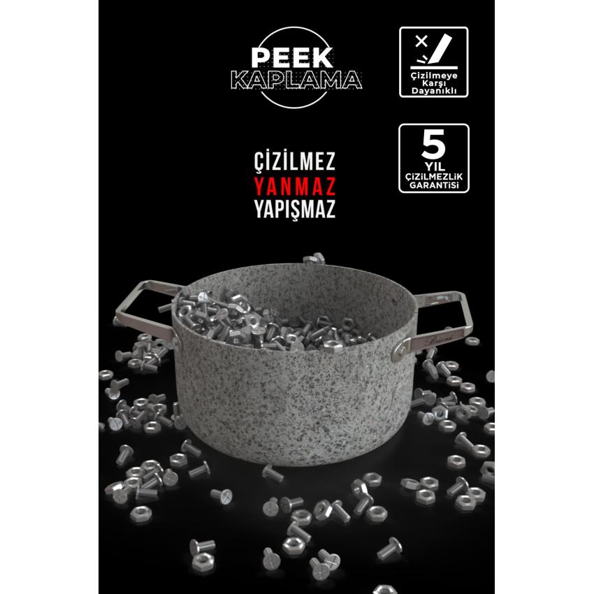 Stone-Age 6 Parça Çizilmez Yanmaz Yapışmaz İndüksiyonlu Midi Tencere Seti 16 cm,18 cm, 20 cm